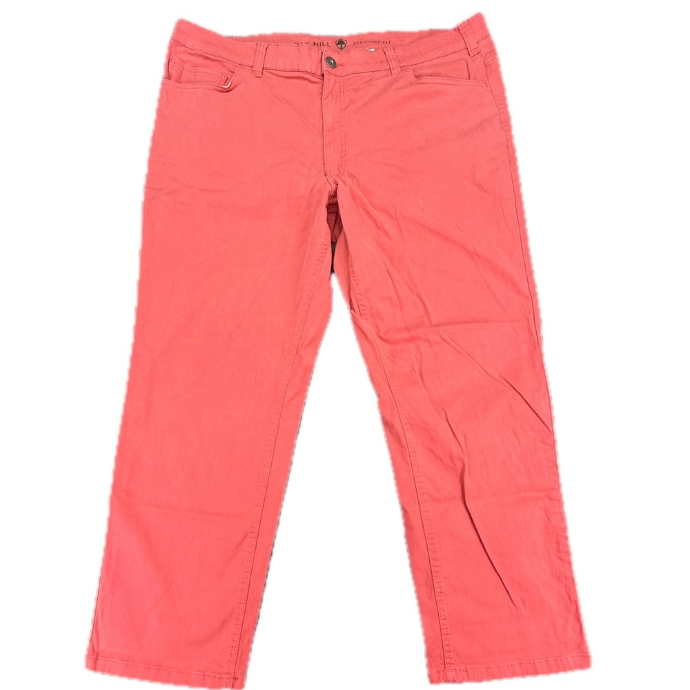 Oak Hill Straight Fit Pants Mens 44x30 Coral Pink Casual Chinos Stretch 2987